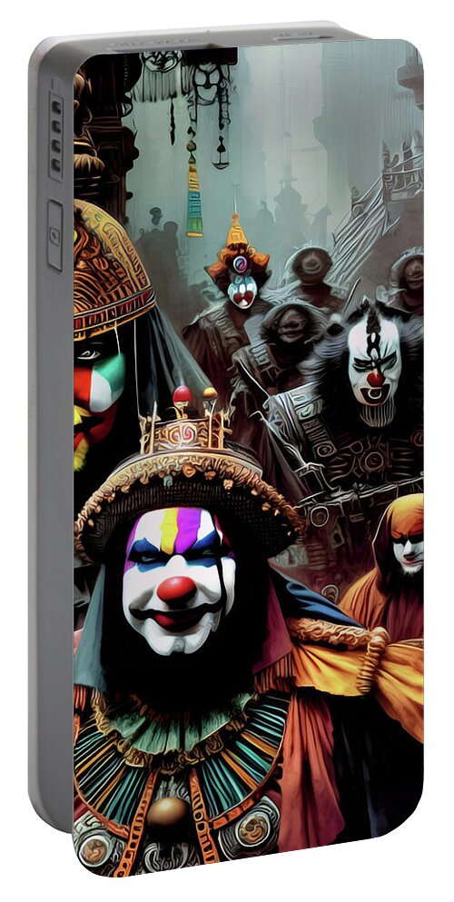 Clown Portable Battery Charger featuring the digital art Lol II by Jeff Malderez