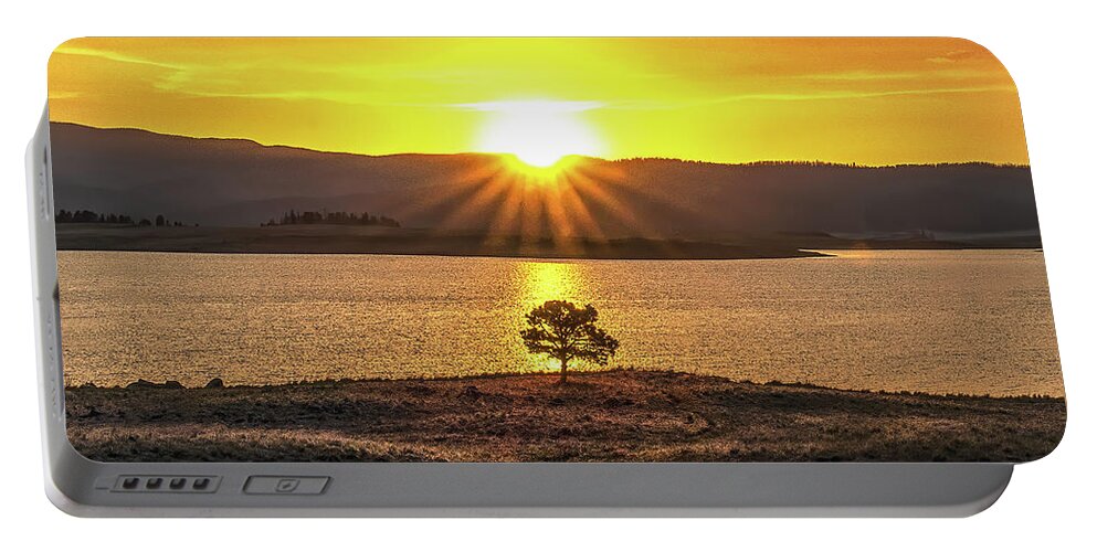 Tree Portable Battery Charger featuring the photograph LONE TREE, BIG LAKE, Arizona by Don Schimmel