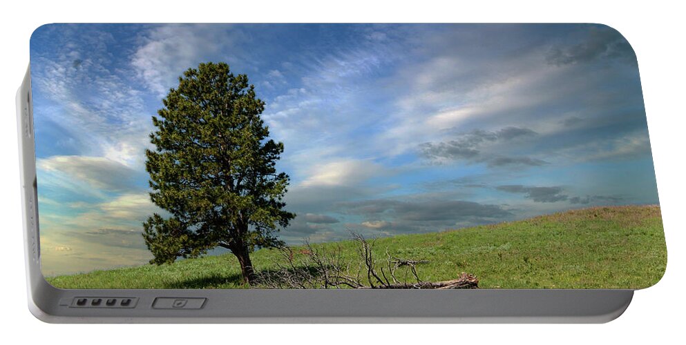 Landscape Portable Battery Charger featuring the photograph Lone Tree on a Hill in Summer by Randall Nyhof