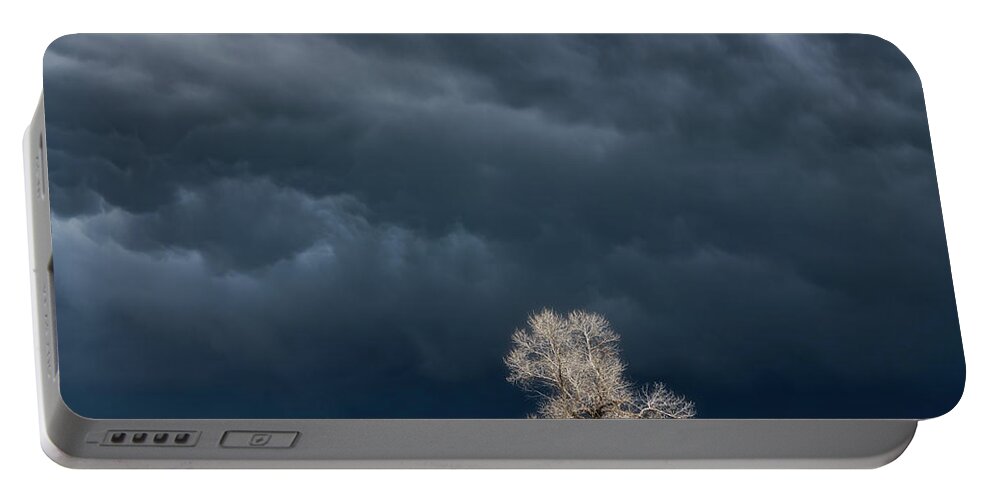 Storms Portable Battery Charger featuring the photograph Lone Tree Tornado Warning by Darren White
