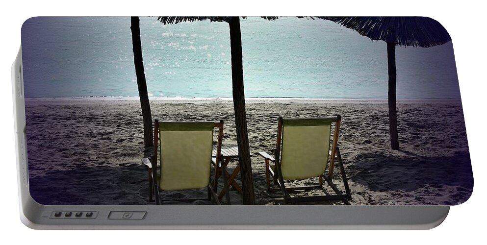 Harmony Portable Battery Charger featuring the photograph Loneliness on The Beach by Leonida Arte