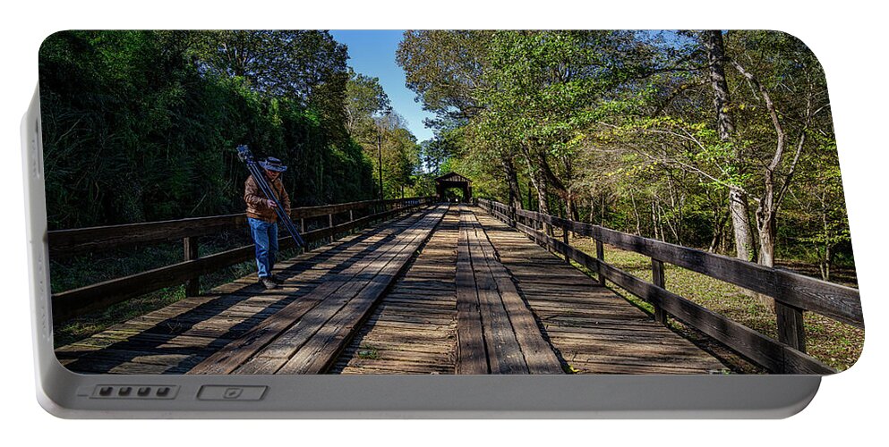 Bridges Portable Battery Charger featuring the photograph Long Bridge Running by DB Hayes
