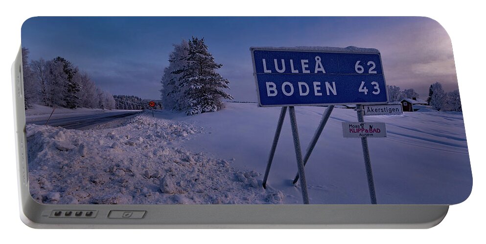 Luleå Portable Battery Charger featuring the photograph Long Way To The Hotel by Dan Vidal