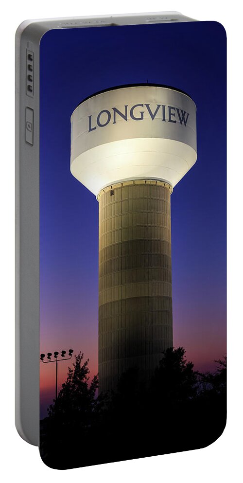 Longview Portable Battery Charger featuring the photograph Longview Texas Blue Hour Water ank by James Eddy