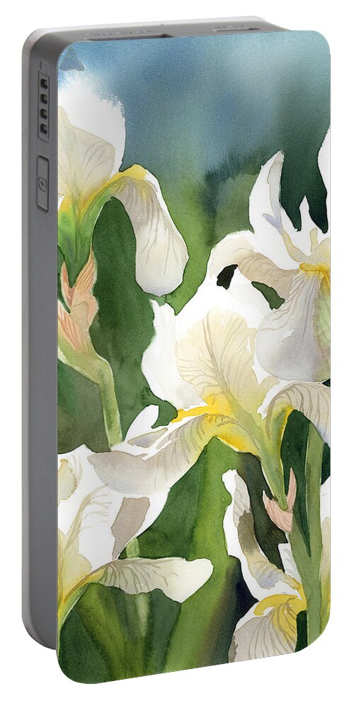 Iris Portable Battery Charger featuring the painting Loose Irises by Espero Art