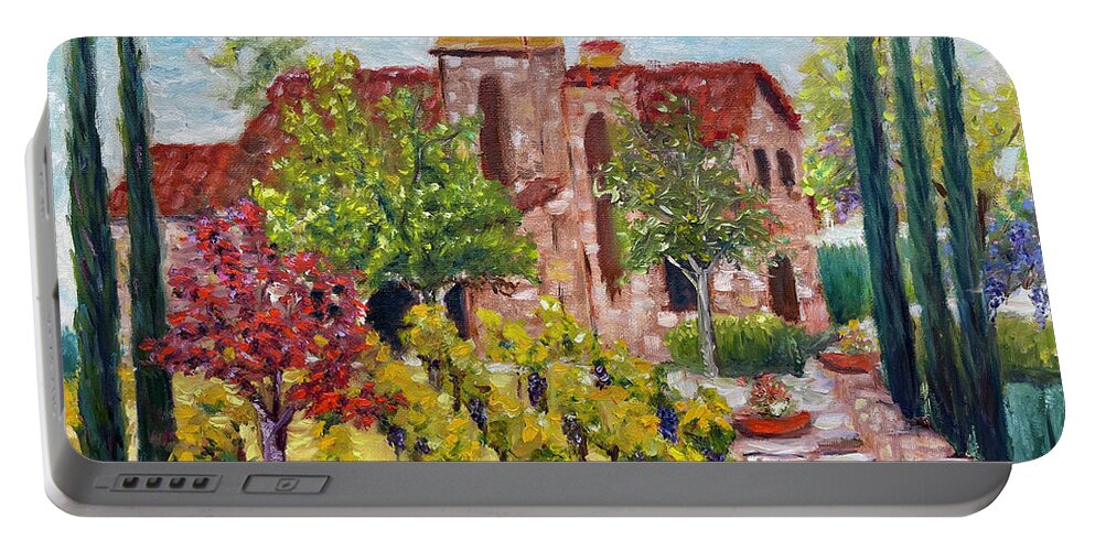 Lorimar Vineyard And Winery Portable Battery Charger featuring the painting Lorimar in Autumn by Roxy Rich