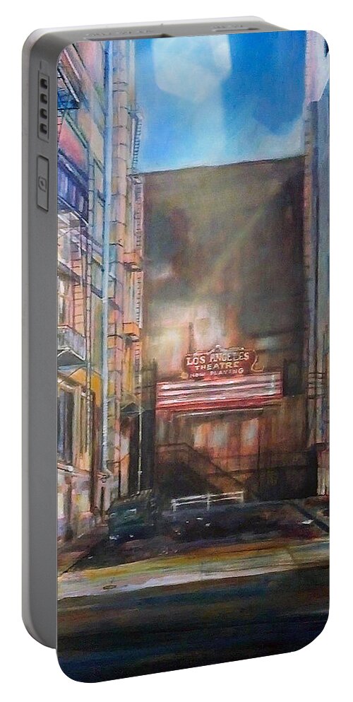  Portable Battery Charger featuring the painting Los Angeles by Try Cheatham