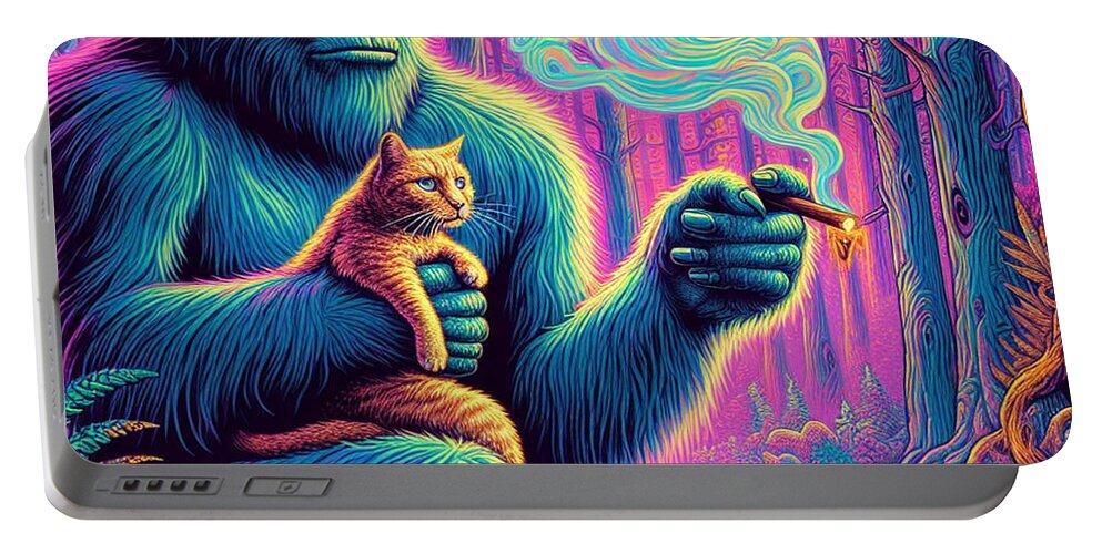 Sasquatch Portable Battery Charger featuring the digital art Lost In Thought by Joetta West
