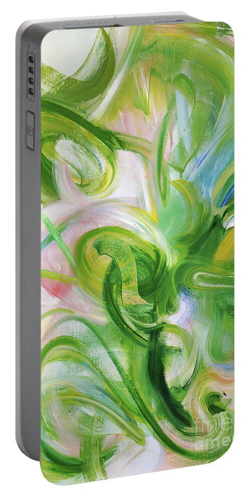 Green Portable Battery Charger featuring the painting Louder Than Words by Ritchard Rodriguez