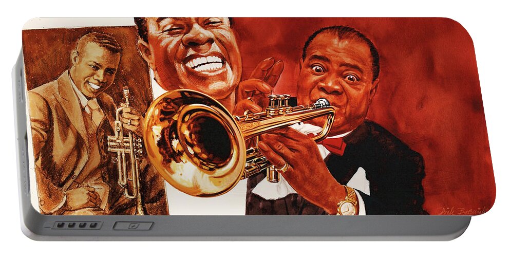 Realism Portable Battery Charger featuring the painting Louis Armstrong by Dick Bobnick
