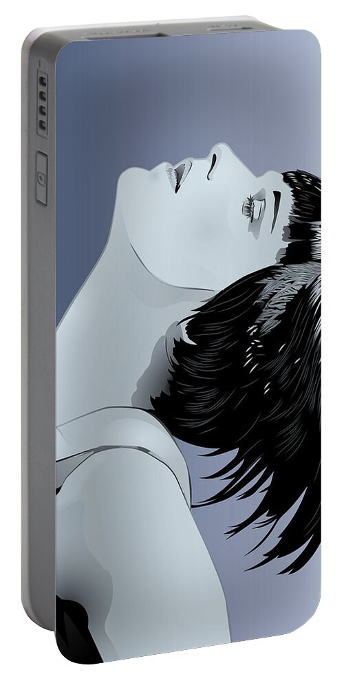 Louise Brooks Official Portable Battery Charger featuring the digital art Louise Brooks in Berlin - Azure Ombre by Louise Brooks