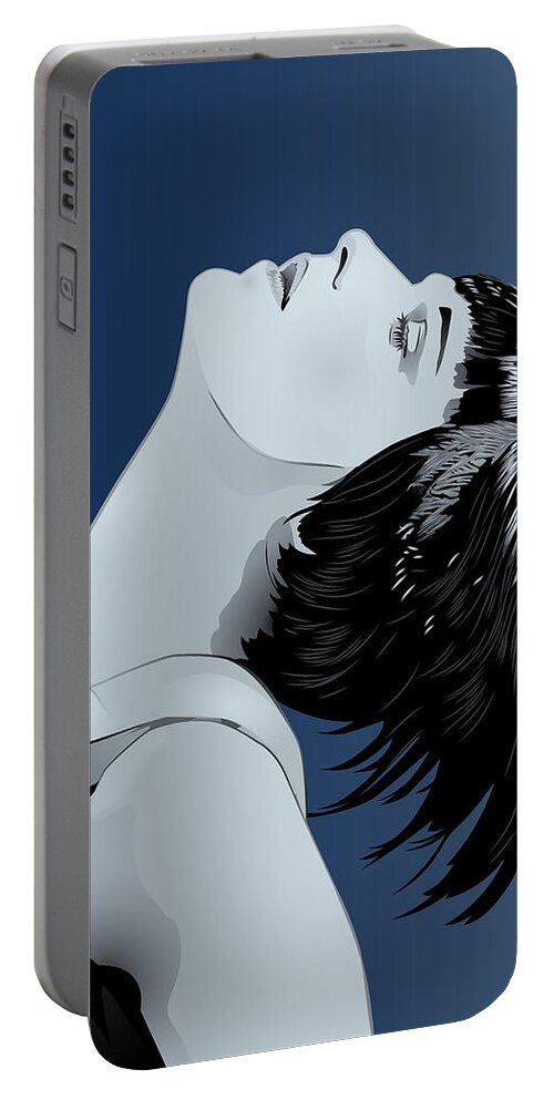 Louise Brooks Official Portable Battery Charger featuring the digital art Louise Brooks in Berlin - Indigo Dusk by Louise Brooks