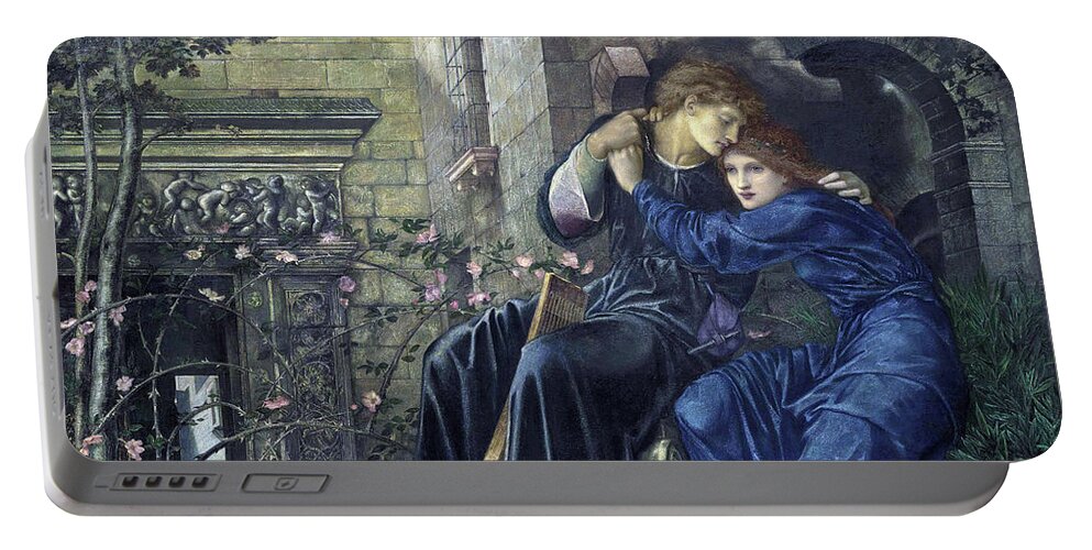 Pre-raphaelite Portable Battery Charger featuring the painting Love among the Ruins 1870 by Edward Coley Burne Jones