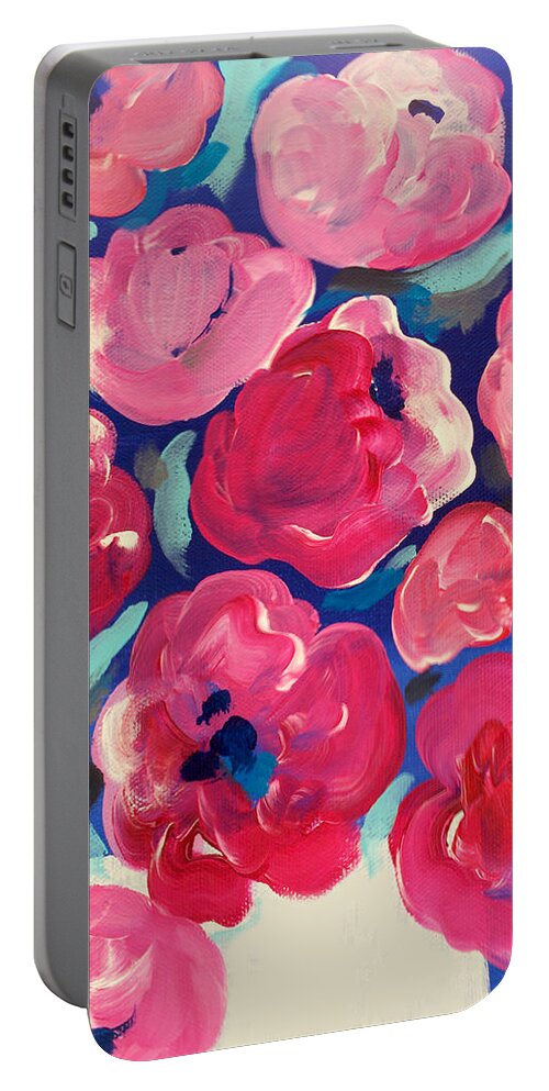 Floral Art Portable Battery Charger featuring the painting Love by Beth Ann Scott
