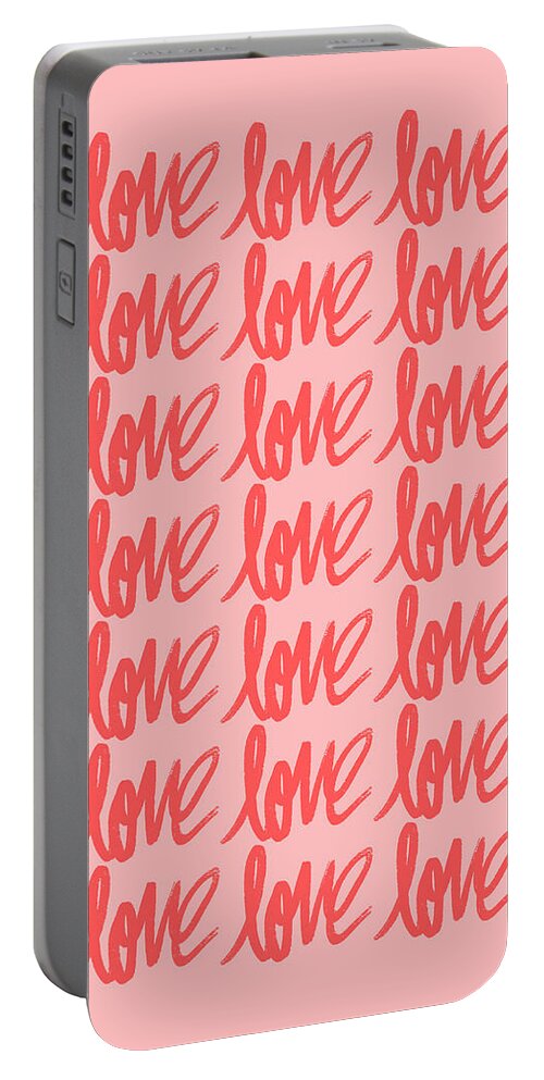 Typography Portable Battery Charger featuring the digital art Love by Christie Olstad