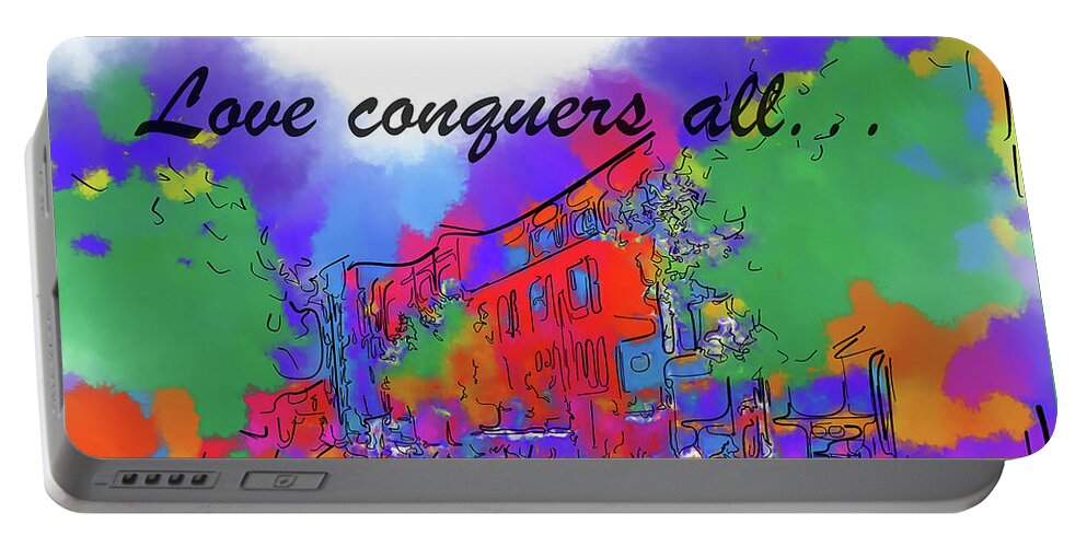 Seattle Portable Battery Charger featuring the digital art Love Conquers All Seattle Abstract by Kirt Tisdale