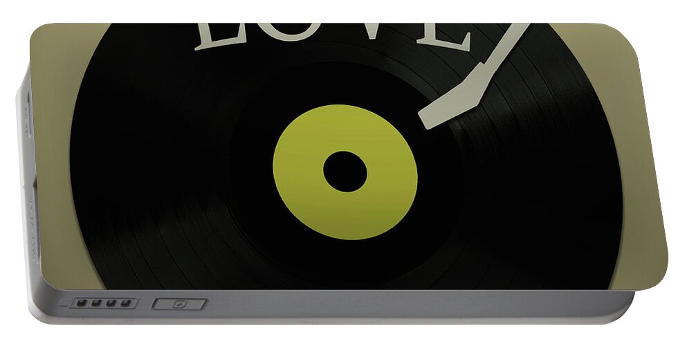 Love Music Vinyl Portable Battery Charger featuring the mixed media Love Music Vinyl by Dan Sproul