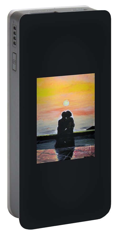  Portable Battery Charger featuring the painting Lovebirds on Vero Beach by Mark SanSouci