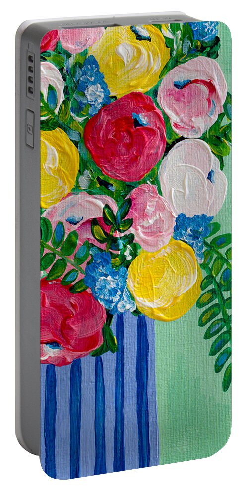 Floral Bouquet Portable Battery Charger featuring the painting Lovely by Beth Ann Scott