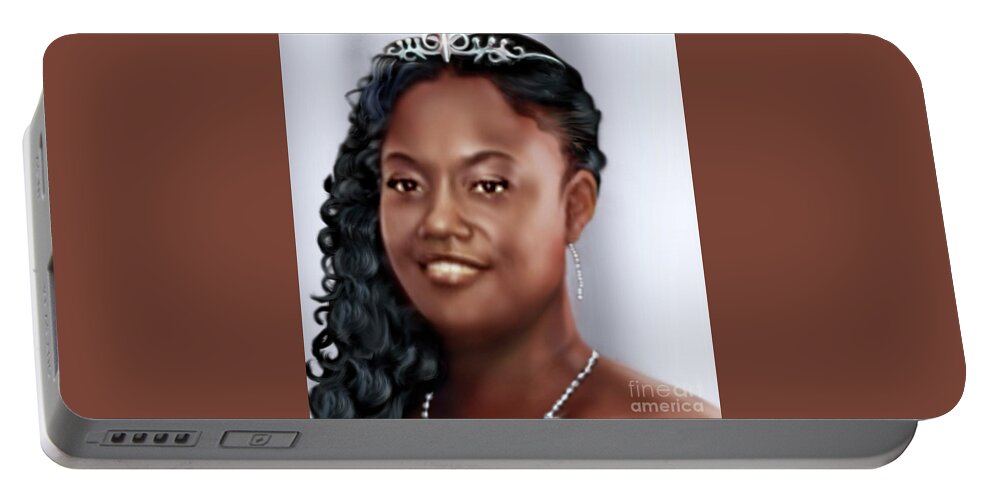 African American Bride Portable Battery Charger featuring the painting Lovely Trena Up Close and Personal by Reggie Duffie