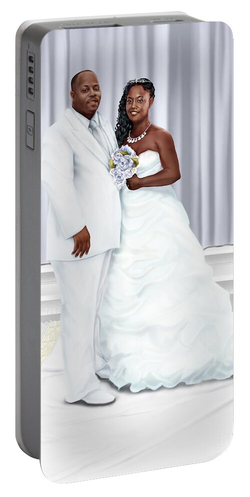 Wedding Painting Portable Battery Charger featuring the painting Lovely Trena Wedding Day A4 by Reggie Duffie
