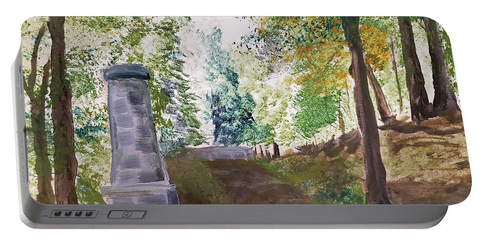 Nature Portable Battery Charger featuring the painting Loving Landscape Old Croton Aqueduct by Annalisa Rivera-Franz