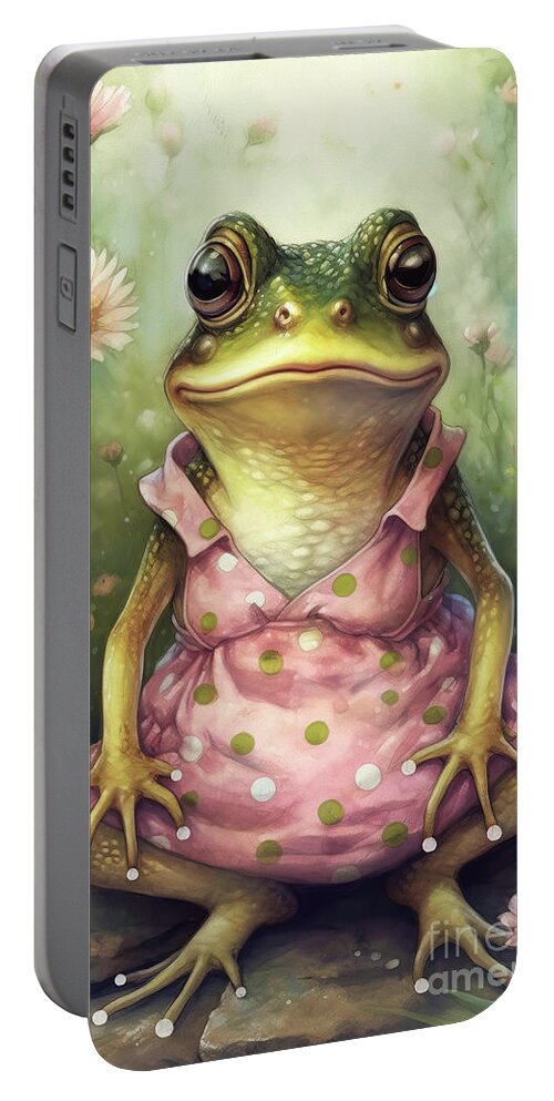 Bullfrog Portable Battery Charger featuring the painting Lovely Lulu by Tina LeCour