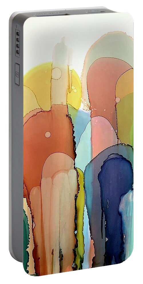 Art Portable Battery Charger featuring the painting Low hills and high valleys by Eric Fischer
