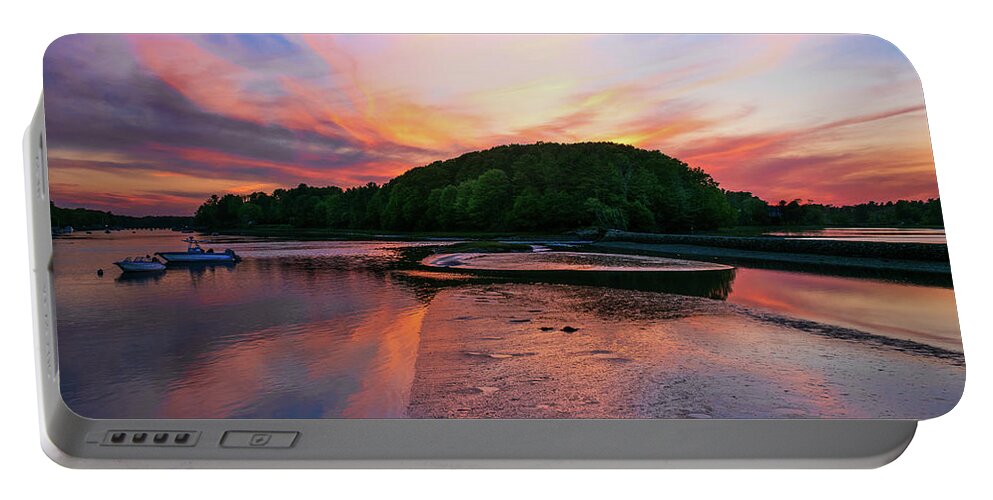Sunset Portable Battery Charger featuring the photograph Lowtide Reflections by Vicky Edgerly