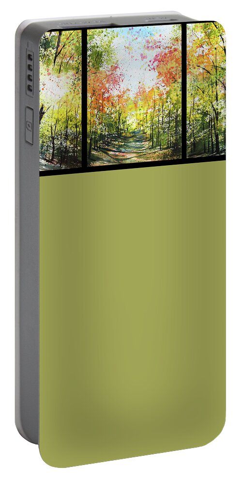 Triptych Portable Battery Charger featuring the painting LT November 2021 No.1 Left by Sumiyo Toribe