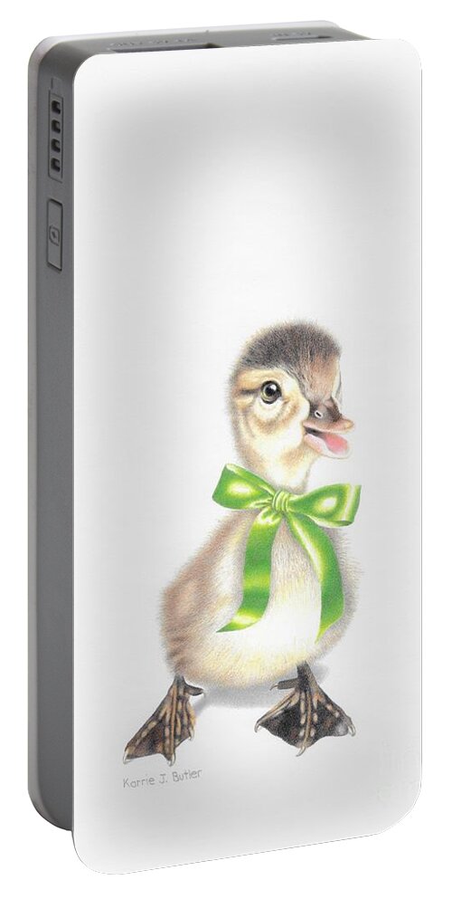 Duckling Portable Battery Charger featuring the drawing Lucky Ducky by Karrie J Butler