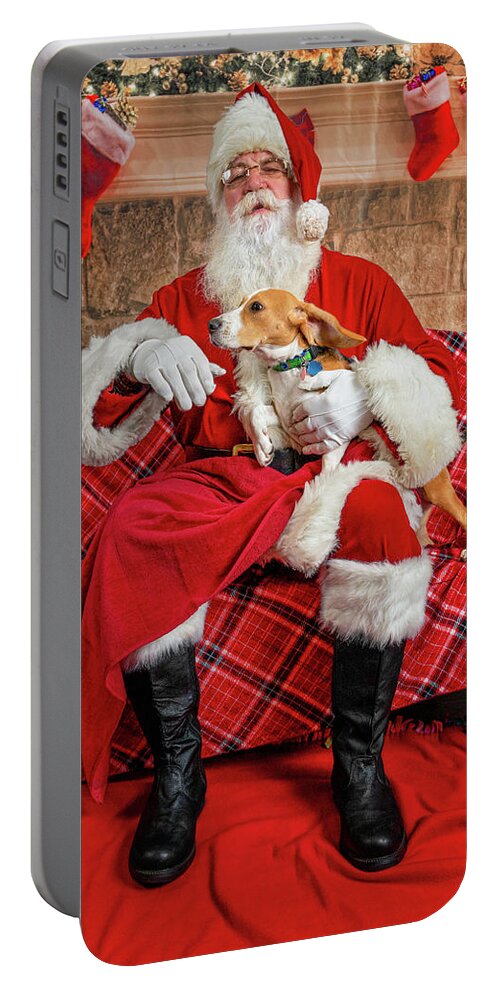 Lucy Portable Battery Charger featuring the photograph Lucy with Santa 1 by Christopher Holmes