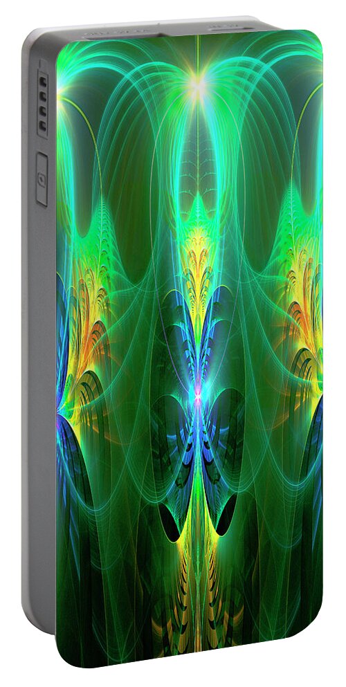 Fractal Portable Battery Charger featuring the digital art The Garden #2 by Mary Ann Benoit