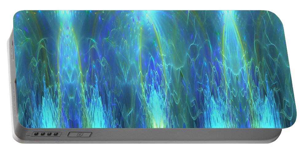 Fractal Portable Battery Charger featuring the digital art The Fountain by Mary Ann Benoit