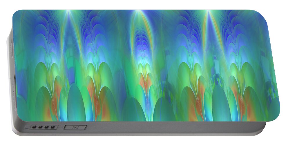 Fractal Portable Battery Charger featuring the digital art Circle of Light and Laughter by Mary Ann Benoit