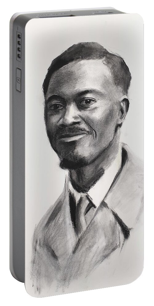Portrait Portable Battery Charger featuring the drawing Lumumba by Jordan Henderson