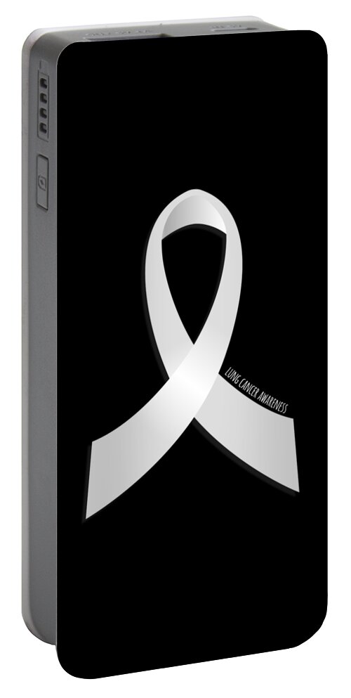 Awareness Portable Battery Charger featuring the digital art Lung Cancer Awareness Ribbon by Flippin Sweet Gear