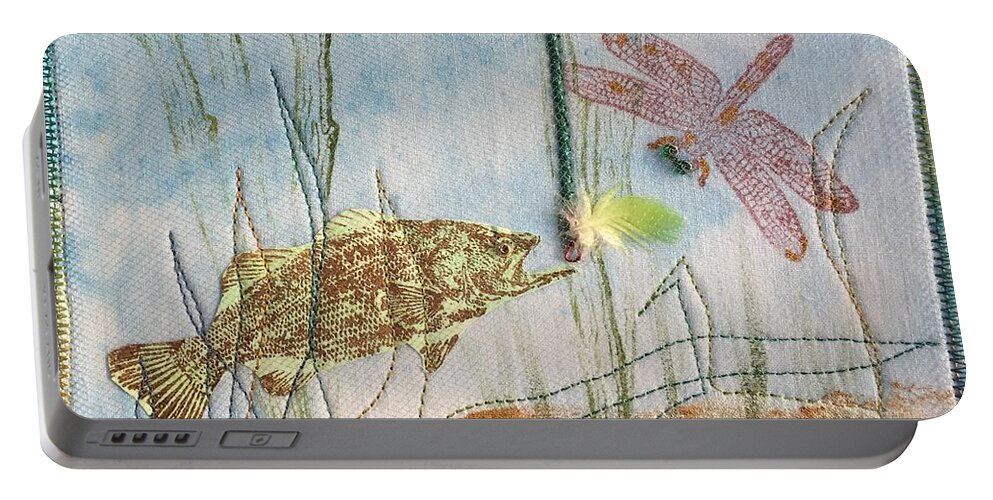 Fish Portable Battery Charger featuring the mixed media Lures by Vivian Aumond