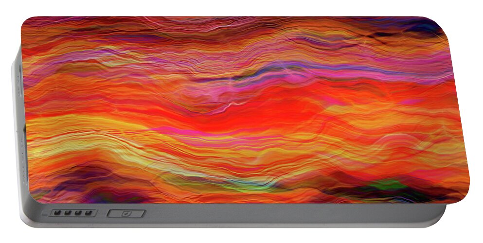 Colorful Portable Battery Charger featuring the digital art Luscious Flowing Vibrance by Neece Campione