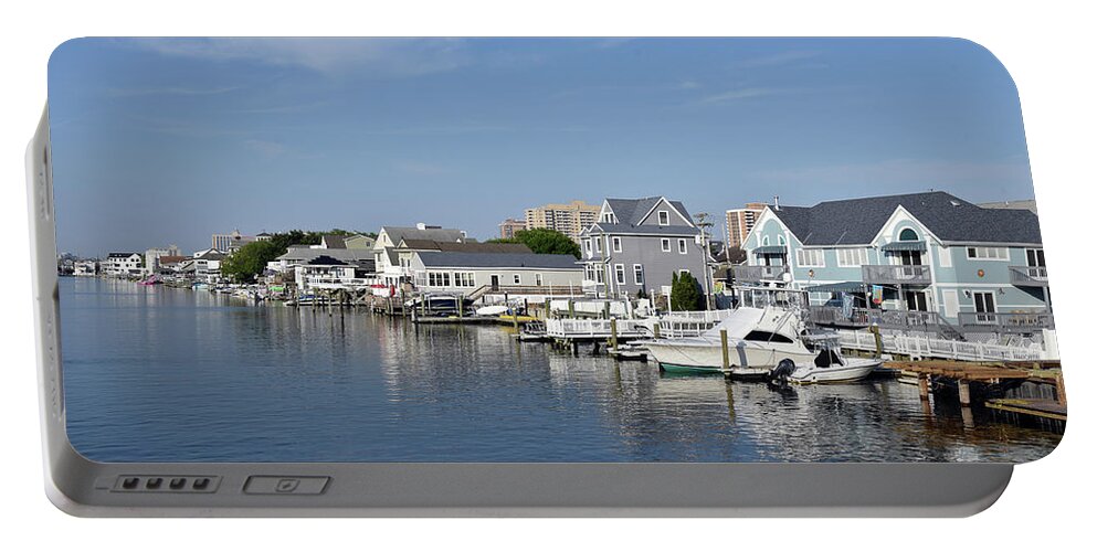 Atlantic Portable Battery Charger featuring the photograph Luxury homes line a New England waterway by Mark Stout