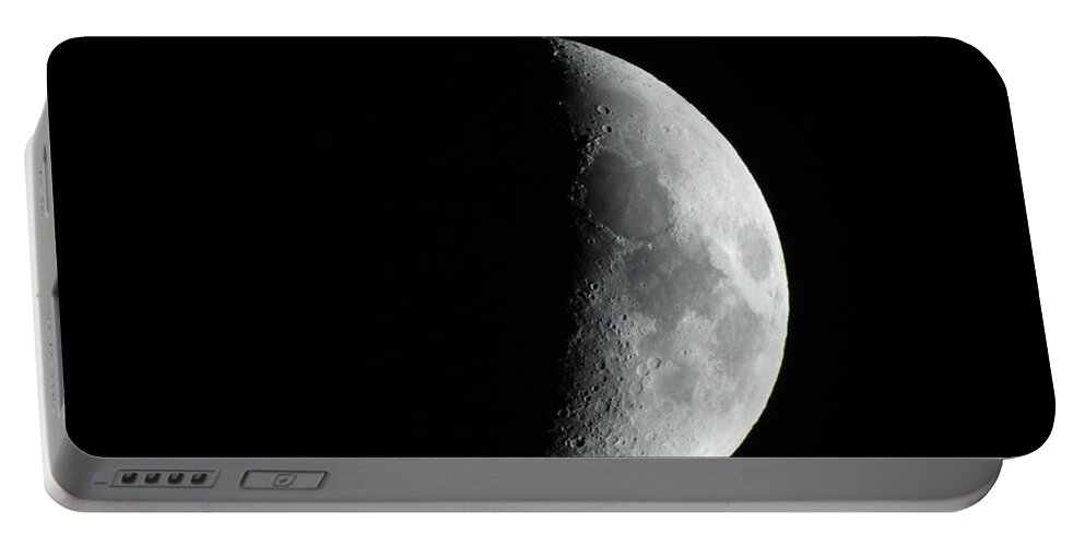 Moon Portable Battery Charger featuring the photograph M Mouse on Quarter Moon by Russ Considine