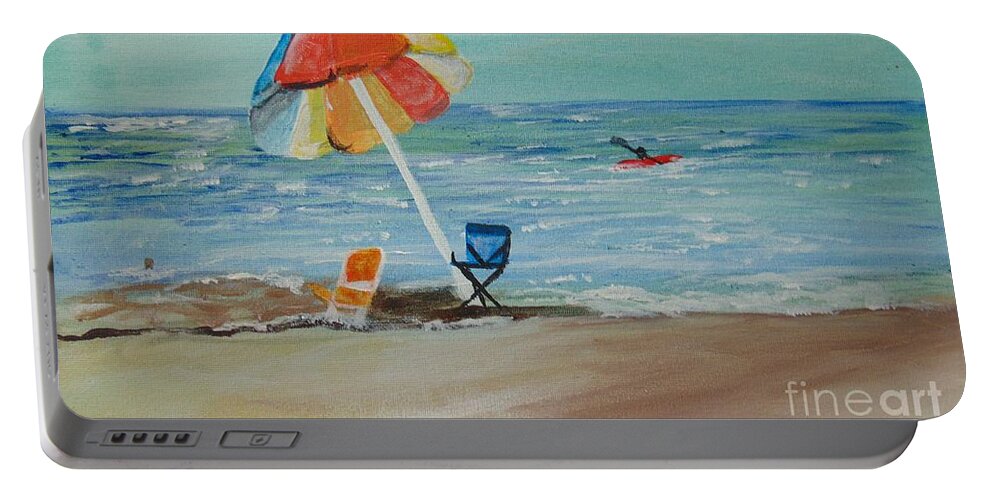 Sand Portable Battery Charger featuring the painting MacDill Marina by Saundra Johnson