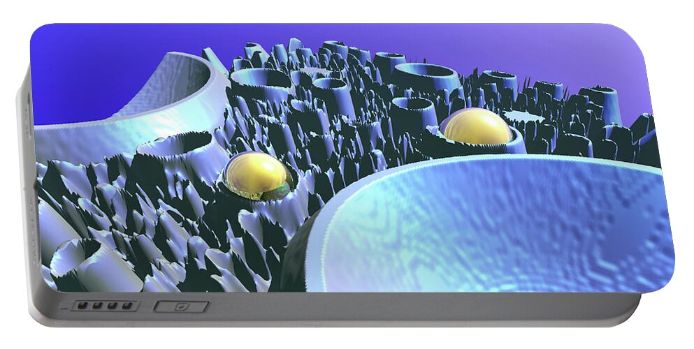 Abstract Portable Battery Charger featuring the digital art Macro Spores #2 by Phil Perkins