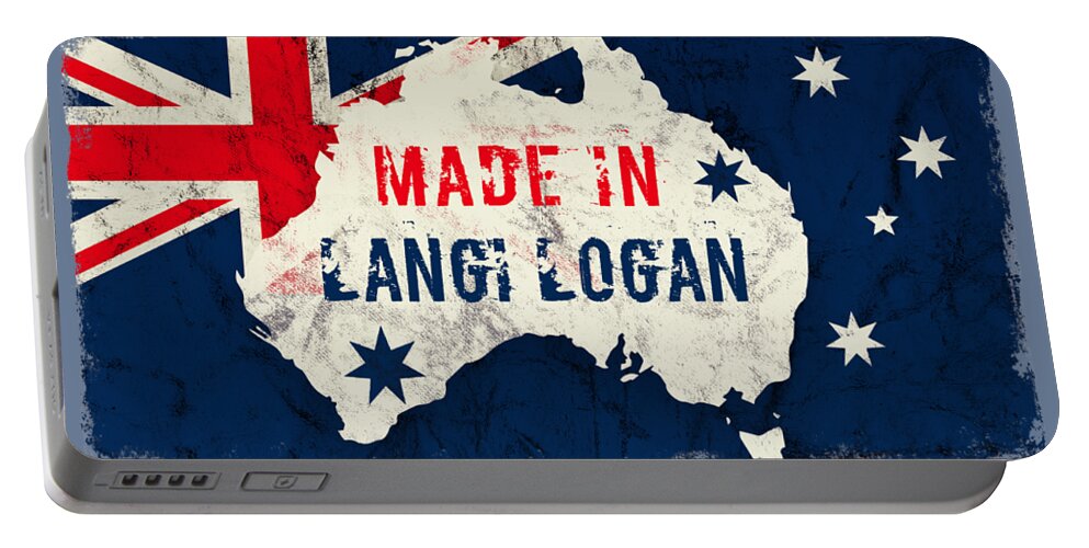 Langi Logan Portable Battery Charger featuring the digital art Made in Langi Logan, Australia by TintoDesigns