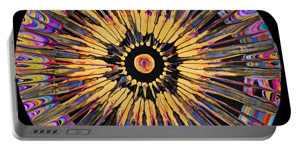 Sphere Compass Mandala Star Starburst Burst Portable Battery Charger featuring the painting Magic Compass 7042 by Priscilla Batzell Expressionist Art Studio Gallery