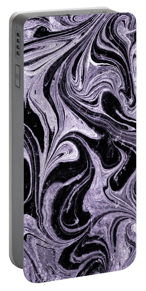 Magic Flower Portable Battery Charger featuring the painting Magic Purple Abstract Flower Art Deco Style Collection III by Irina Sztukowski