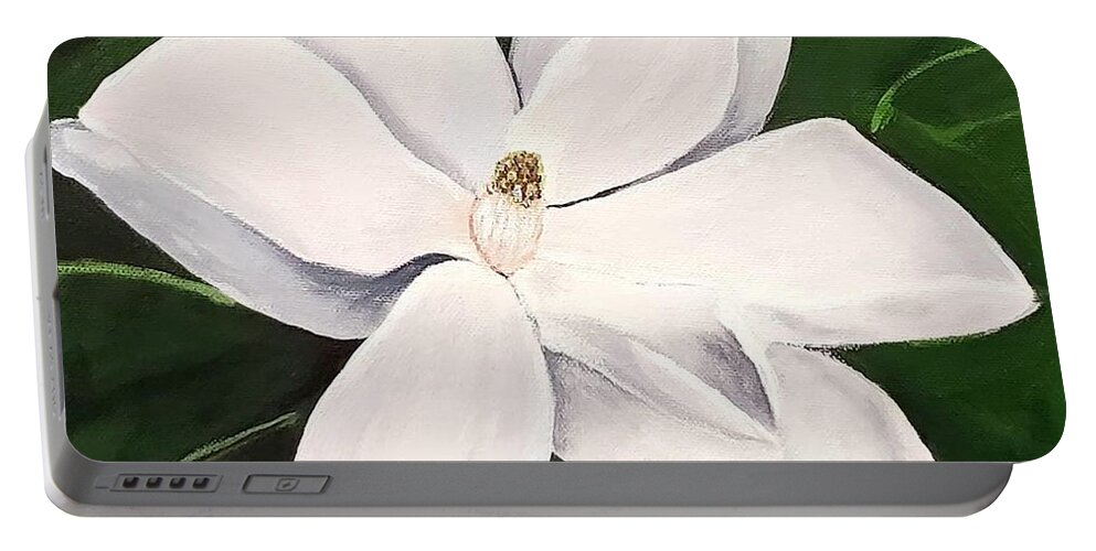 Flower Portable Battery Charger featuring the painting Magnolia #3 by Amy Kuenzie