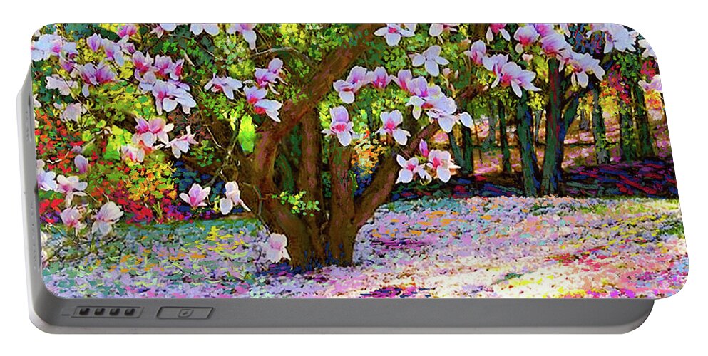 Landscape Portable Battery Charger featuring the painting Magnolia Melody by Jane Small