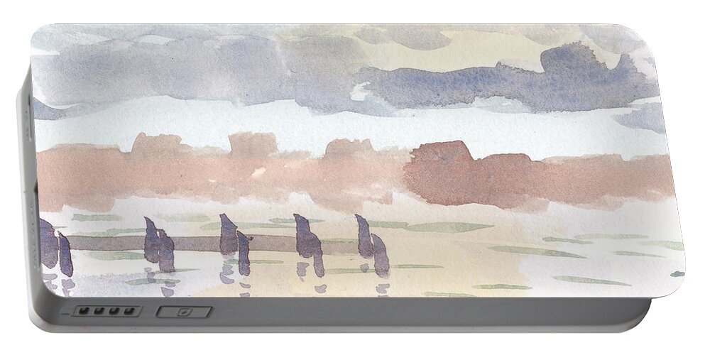 Zen Portable Battery Charger featuring the painting Magothy River Zen by Maryland Outdoor Life