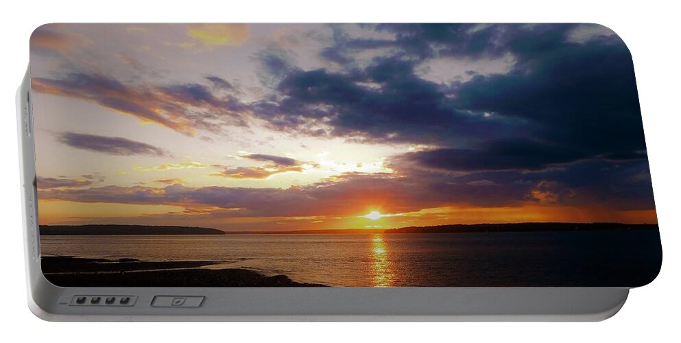 - Maine Sunset 4 Portable Battery Charger featuring the photograph - Maine Sunset 4 by THERESA Nye